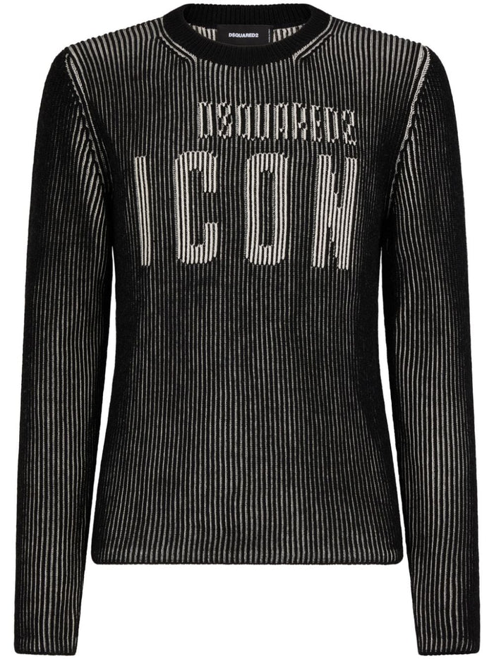 Dsquared2 Men's Black Icon Ribbed Sweater 1