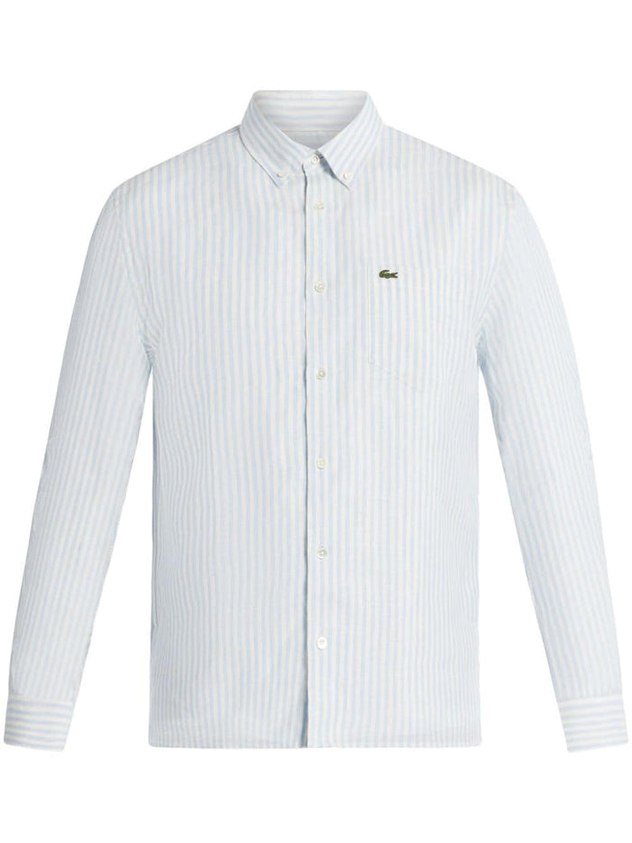 Lacoste Camicia Bianco-Celeste Uomo a Righe 5