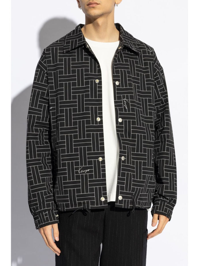 Kenzo Black Jacket Men Coach Printed 2