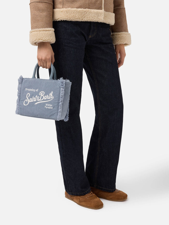 Mc2 Saint Barth Borsa Azzurro Donna Vanity Mini Corduroy 2