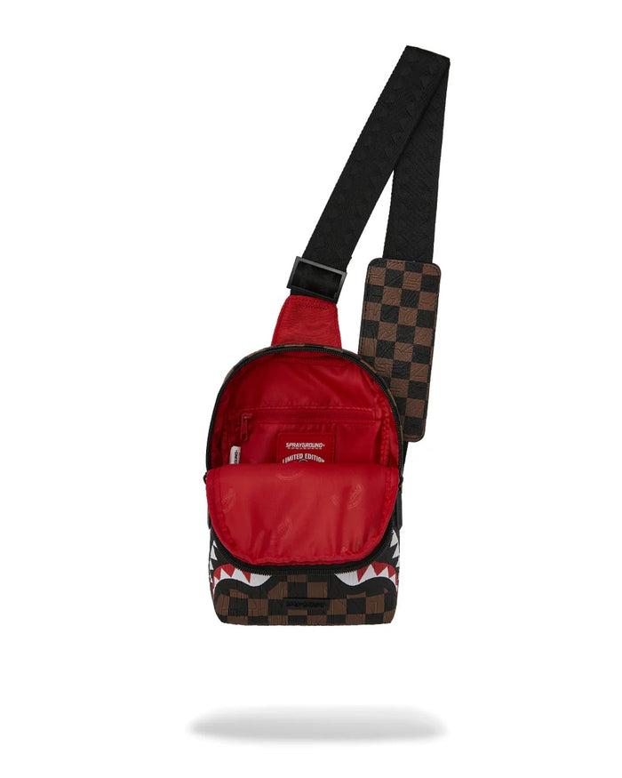 Sprayground Pochette Marrone-Nero Uomo Check 2 Emboss Backpack Sling 2