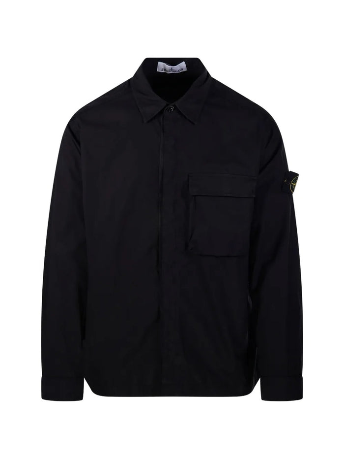 Stone Island Giacca-Camicia Nero Uomo Tasca Applicata 1