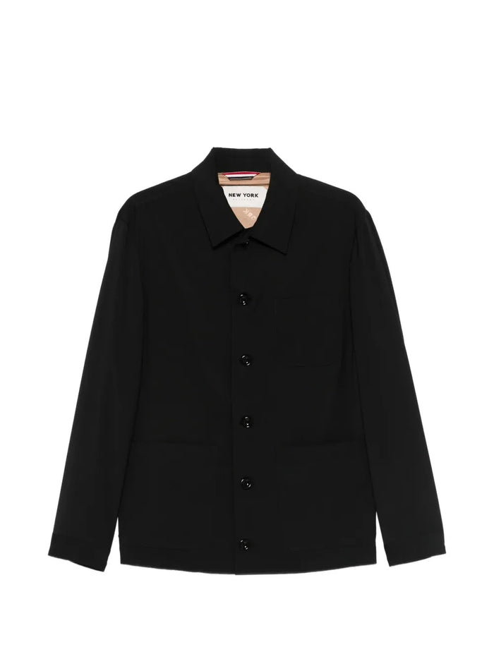 New York Camicia Tasche Applicate Uomo Nero 5