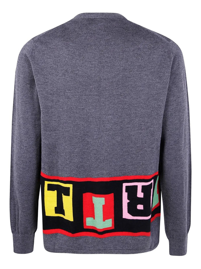 Comme Des Garcons Shirt Maglia Grigio Uomo Logo sul Fondo 2