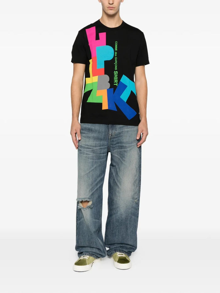 Comme Des Garcons Shirt T-Shirt Nero Uomo Stampa Logo 2
