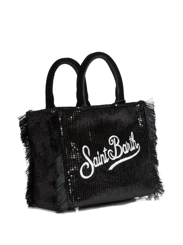 Mc2 Saint Barth Borsa Nero Donna Vanity Mini Velvet Paillette 2