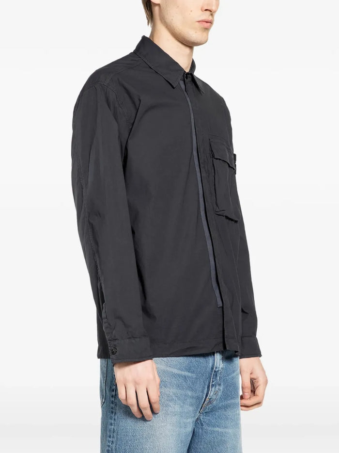 Stone Island Giacca-Camicia Blu Uomo Tasca Applicata 2