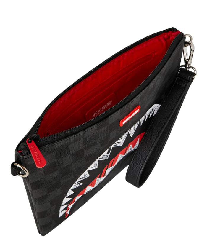Sprayground Pochette Grigio-Nero Uomo Scribble Shark Crossover Clutch 3