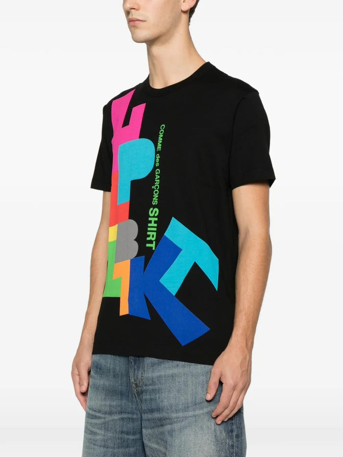 Comme Des Garcons Shirt T-Shirt Nero Uomo Stampa Logo 1