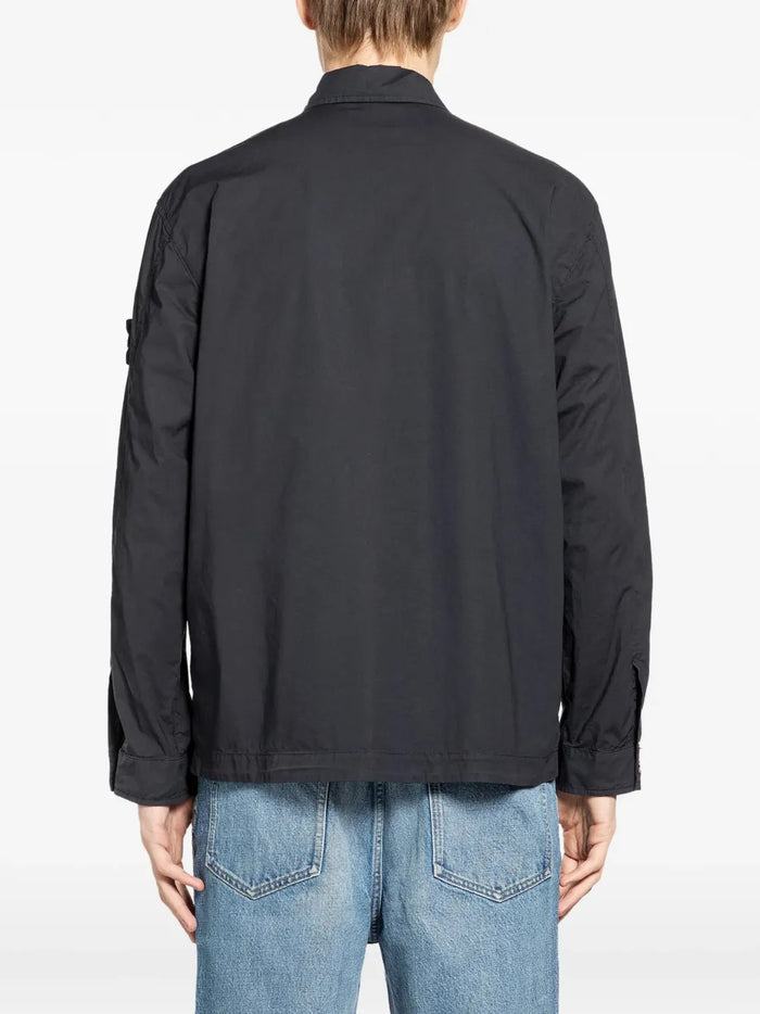 Stone Island Giacca-Camicia Blu Uomo Tasca Applicata 3