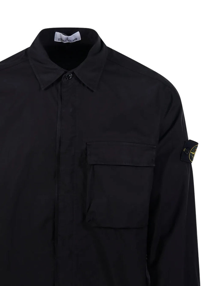 Stone Island Giacca-Camicia Nero Uomo Tasca Applicata 4