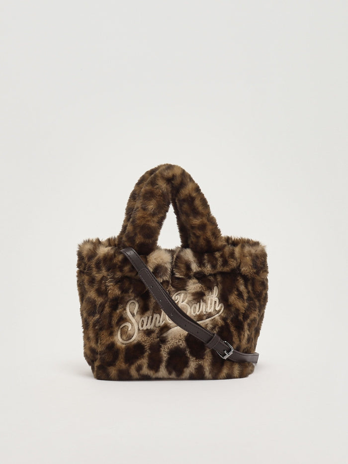 Mc2 Saint Barth Women's Vanity Mini Soft Fur Leopard Brown Bag 4