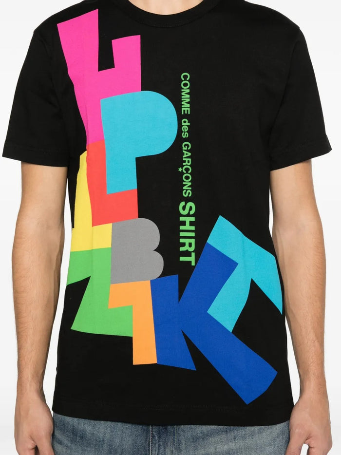 Comme Des Garcons Shirt T-Shirt Nero Uomo Stampa Logo 3