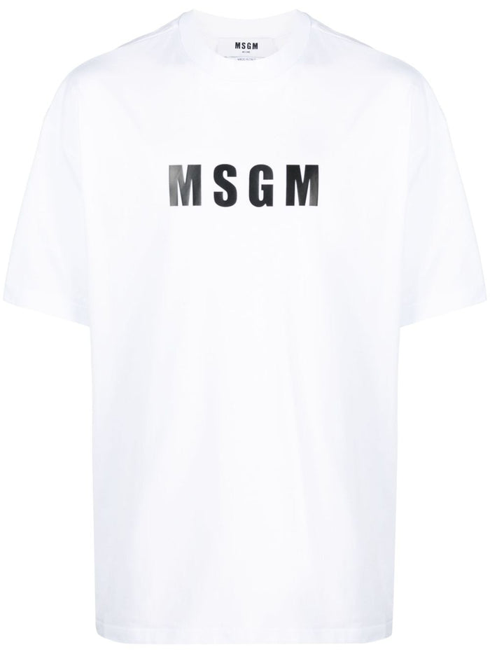 Msgm T-shirt Bianco Uomo Stampa Logo 3