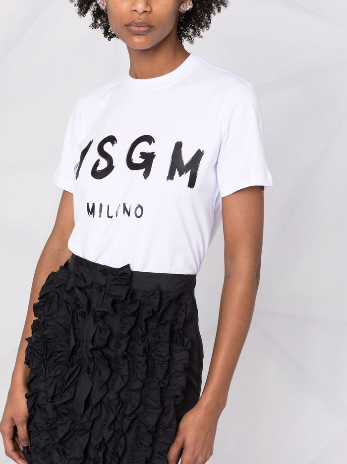 Msgm White T-shirt for Women with Milan Logo Print 1