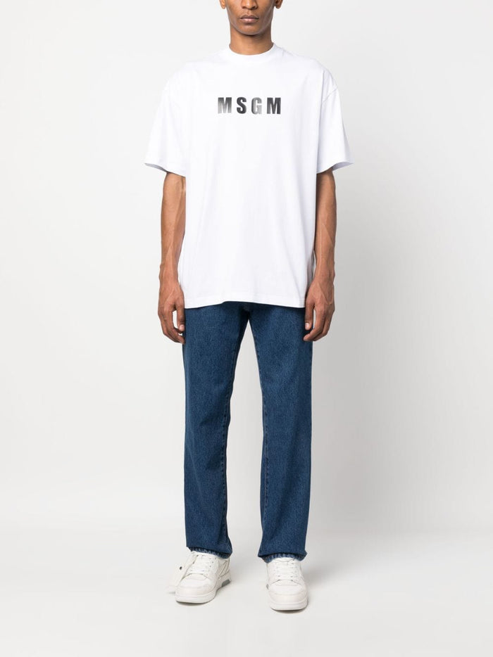 Msgm T-shirt Bianco Uomo Stampa Logo 2