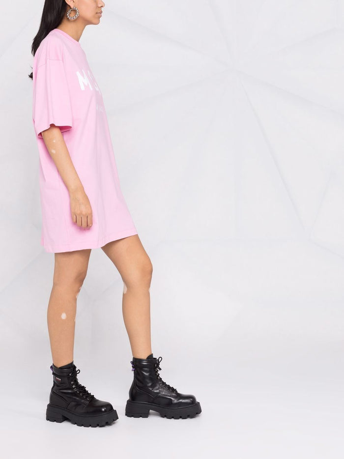 Msgm Women's Pink Dress T-shirt model with print 4