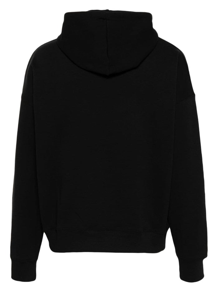 MSGM Felpa Cotone Nero Logo Pennellata 2