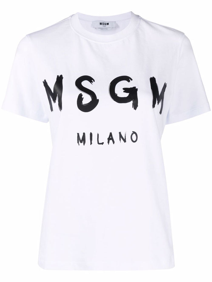 Msgm White T-shirt for Women with Milan Logo Print 6