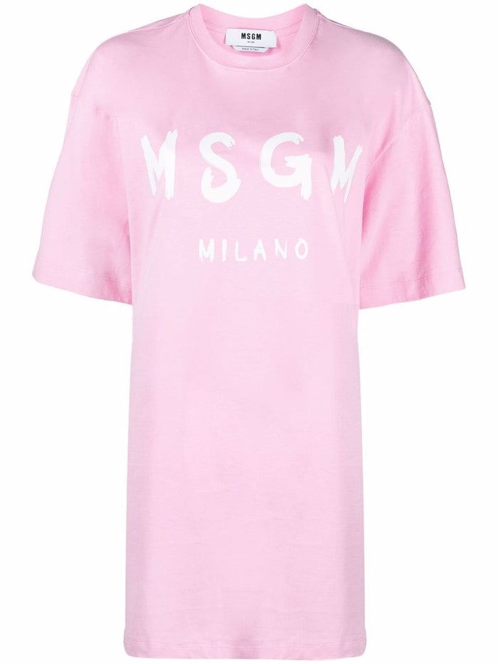 Msgm Women's Pink Dress T-shirt model with print 6