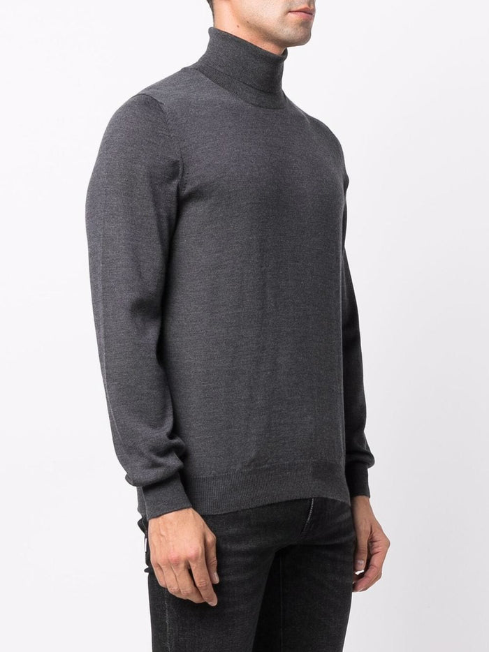 Fileria Gray Virgin Wool High Neck Sweater 1