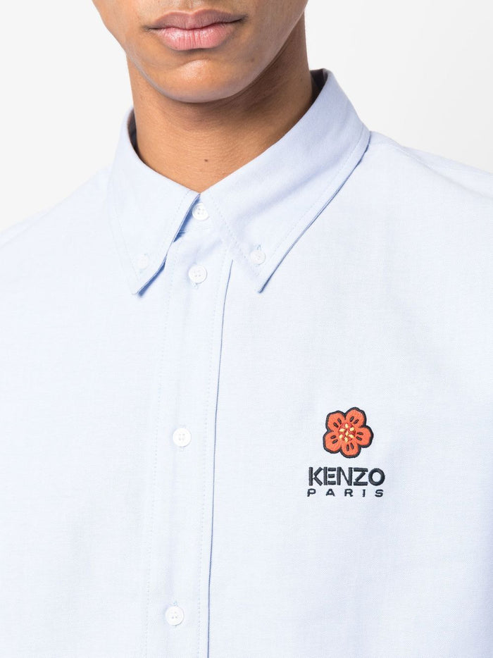 Kenzo Men's Blue Shirt Flower Boke Button Down 4