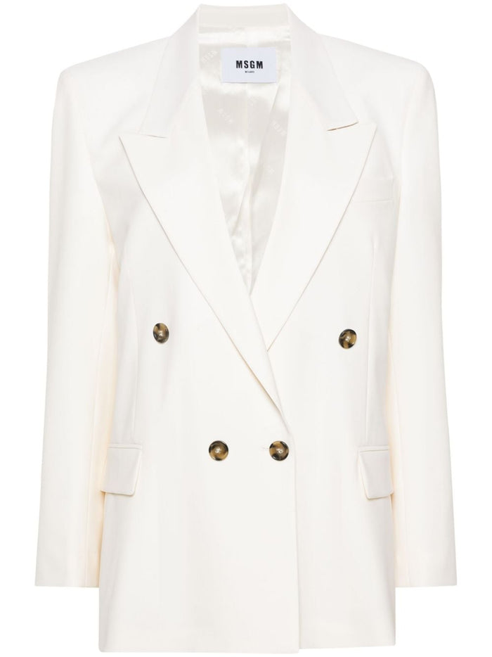 MSGM White Double-Breasted Jacket 5