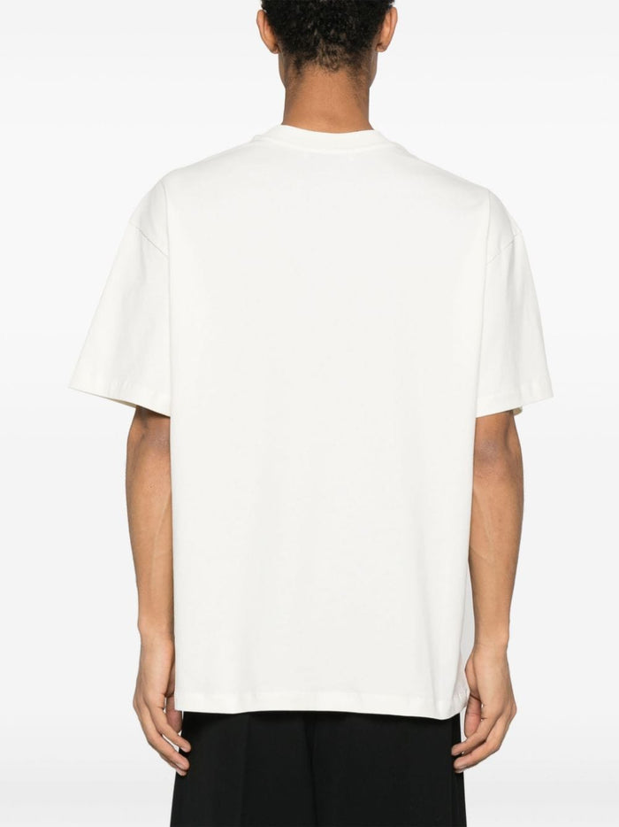 MSGM T-shirt Jersey Morbido Bianco/Nero Logo Stampatello 3