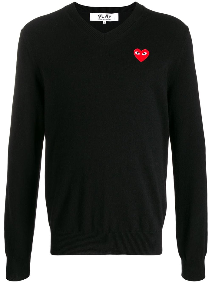 Comme des Garçons Play Heart Patch V-Neck T-Shirt Black 5