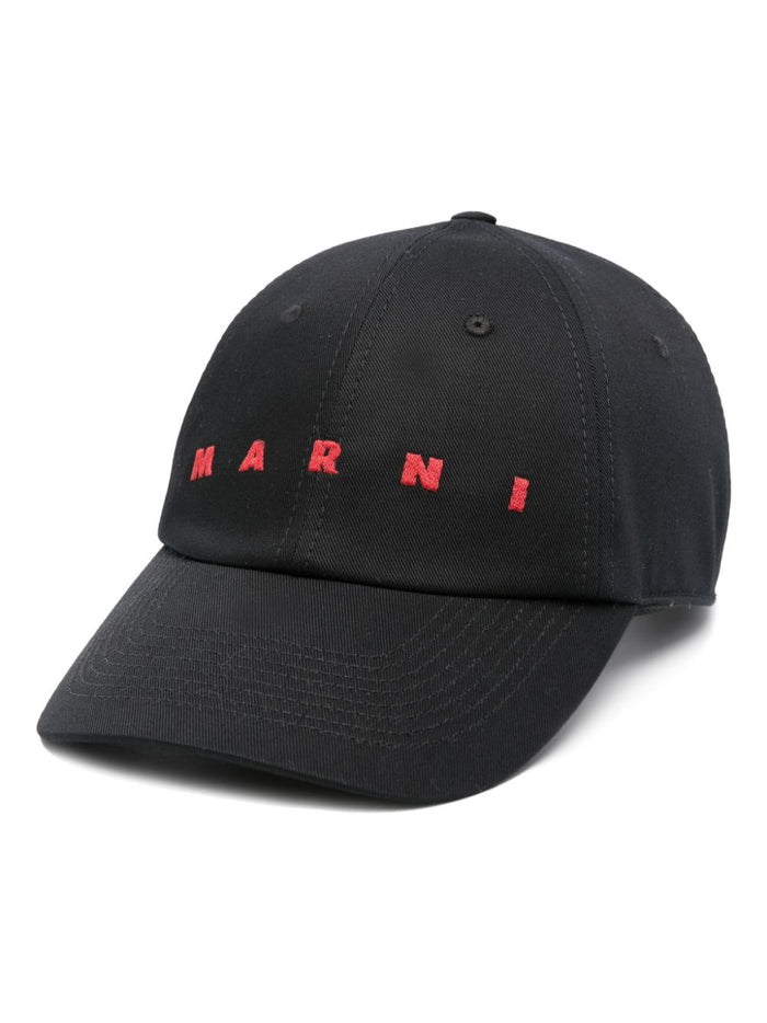 Marni Cappello Nero Uomo Ricamo Logo 1