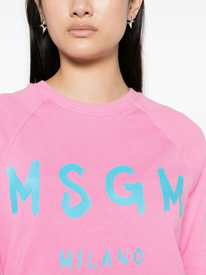 MSGM Pink Cotton Sweatshirt with Milan Logo 4