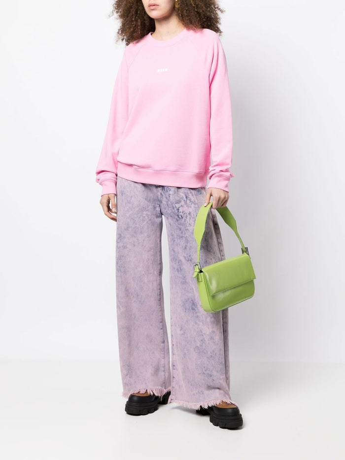 Msgm Women's Pink Sweatshirt Micro Logo 3