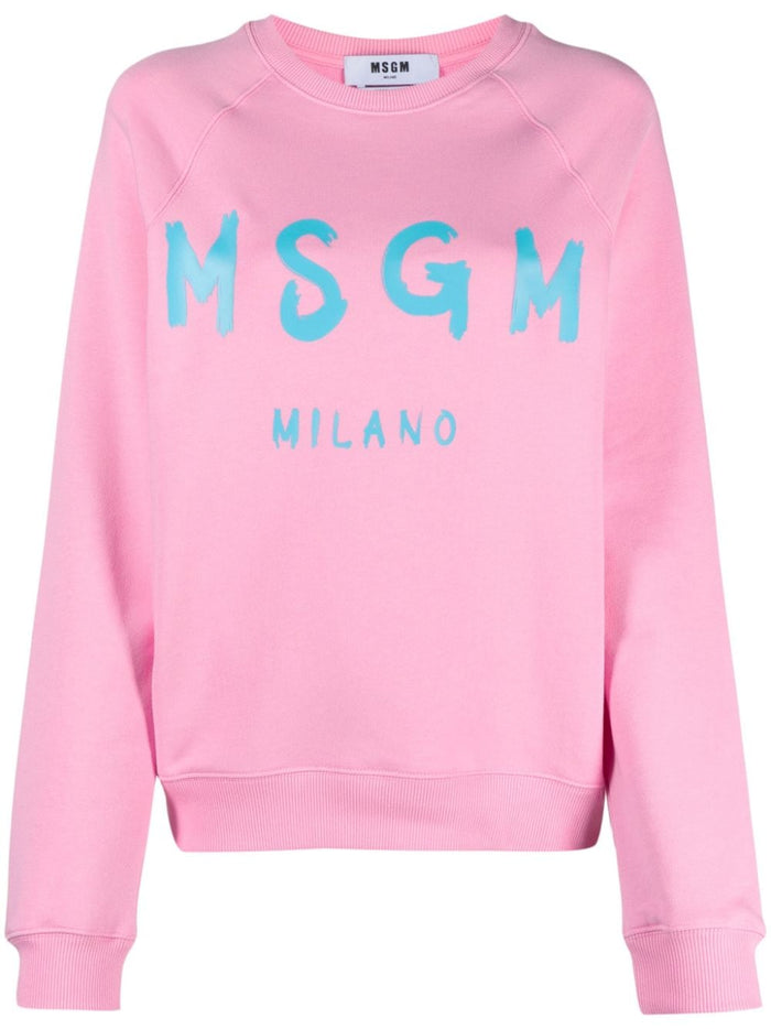 MSGM Pink Cotton Sweatshirt with Milan Logo 5