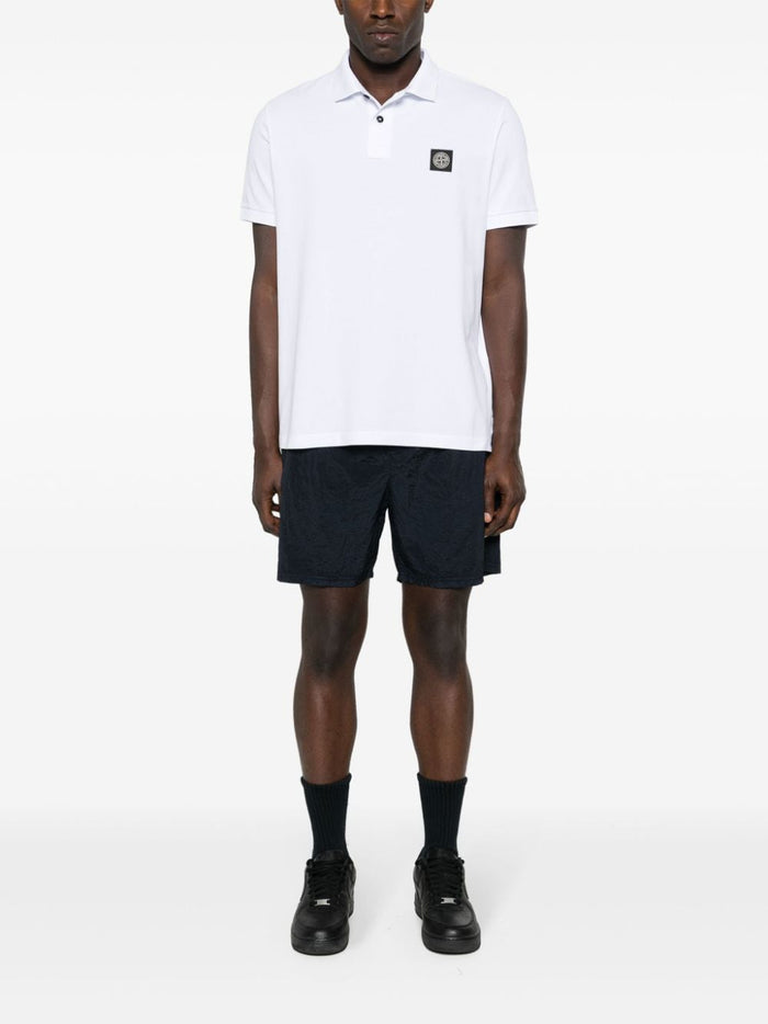 Stone Island Men's White Polo Patch Logo 2