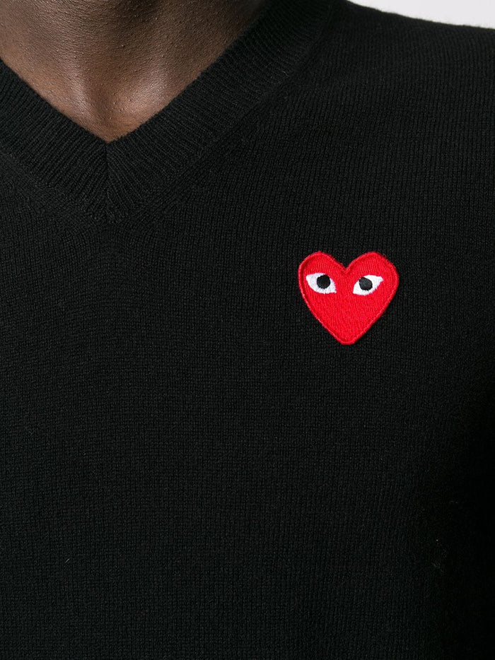 Comme des Garçons Play Heart Patch V-Neck T-Shirt Black 4